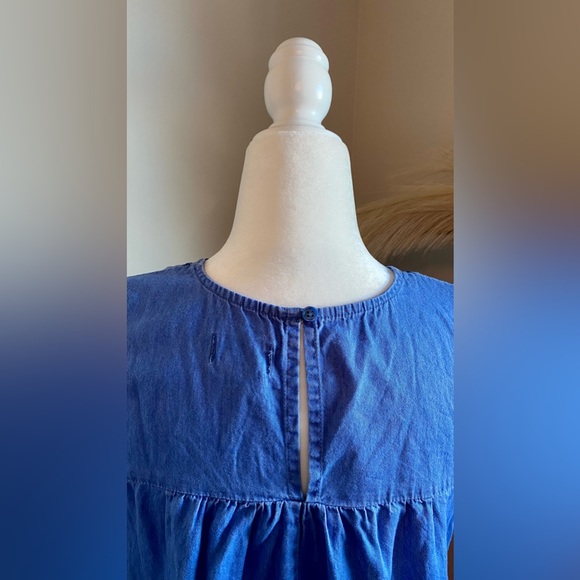 Old Navy‎ Small Flower Embroidered Demi Blue Summer Spring Vacation Mini Dress - Picture 4 of 4